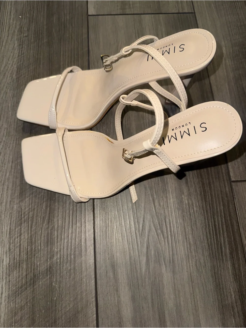 Women's White Strappy Square-Toe Heels
